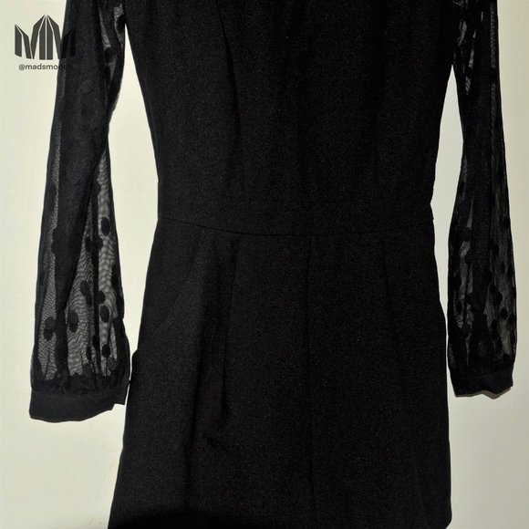 Forever 21 l Black Polka Dot Pocket Lace Romper - Picture 5 of 13